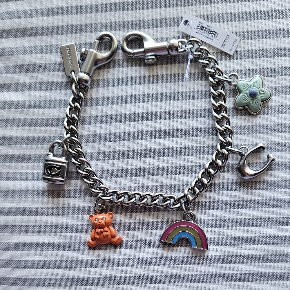 NWT Coach Silver Swagger Chain With Charms